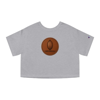 Georgia Pecan Heritage Cropped Tee, oxford grey, front