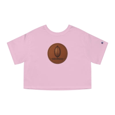 Georgia Pecan Heritage Cropped Tee, pink candy, front